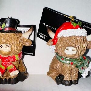 2025 Hobby Lobby Highland Cows Christmas Ornament Set